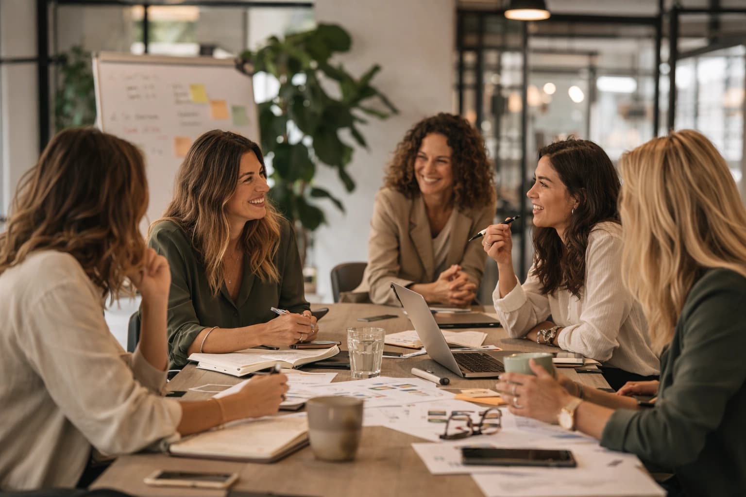Women connecting during a Positive Women in Business session
